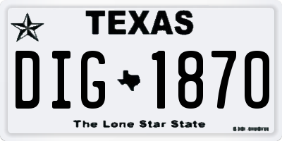 TX license plate DIG1870