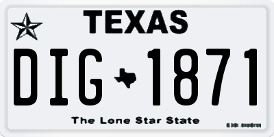 TX license plate DIG1871