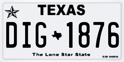 TX license plate DIG1876