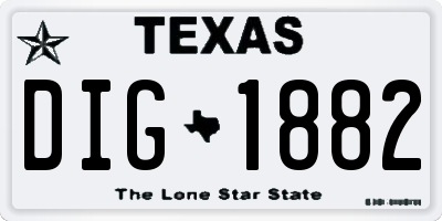 TX license plate DIG1882