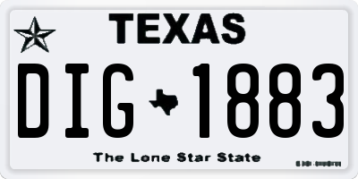 TX license plate DIG1883