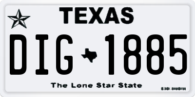 TX license plate DIG1885