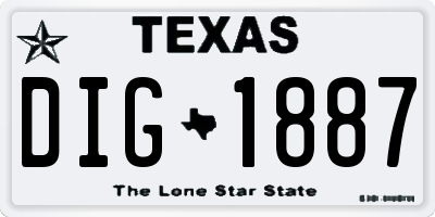 TX license plate DIG1887