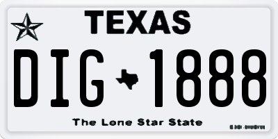 TX license plate DIG1888