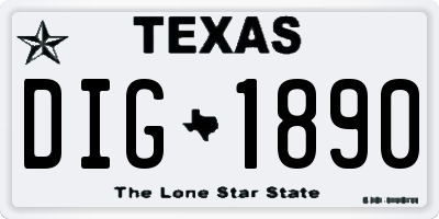 TX license plate DIG1890