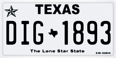 TX license plate DIG1893