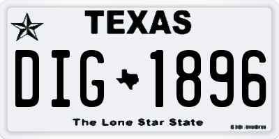 TX license plate DIG1896