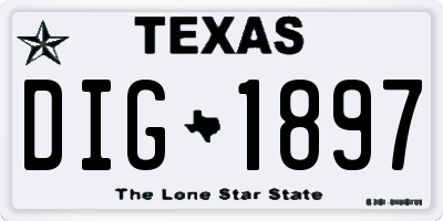 TX license plate DIG1897