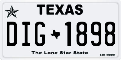 TX license plate DIG1898