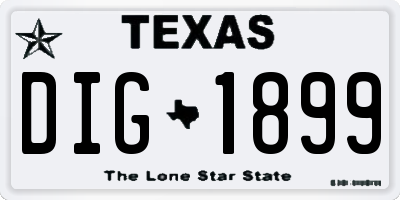 TX license plate DIG1899