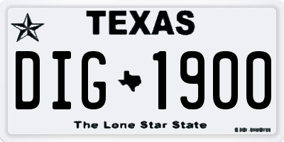 TX license plate DIG1900