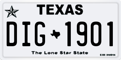 TX license plate DIG1901