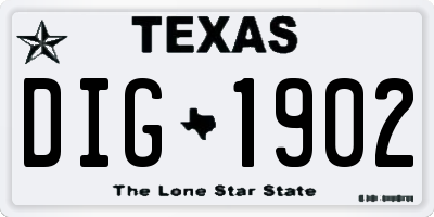 TX license plate DIG1902