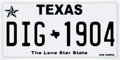 TX license plate DIG1904