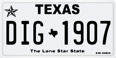 TX license plate DIG1907