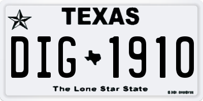 TX license plate DIG1910
