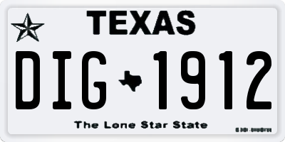 TX license plate DIG1912