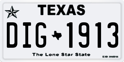 TX license plate DIG1913
