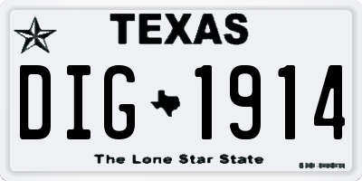 TX license plate DIG1914