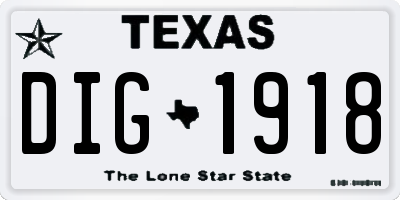 TX license plate DIG1918