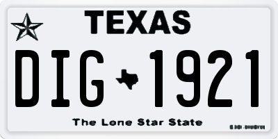 TX license plate DIG1921