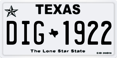 TX license plate DIG1922