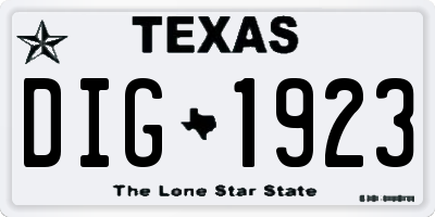 TX license plate DIG1923