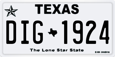 TX license plate DIG1924