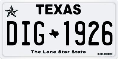 TX license plate DIG1926