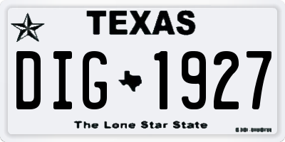 TX license plate DIG1927