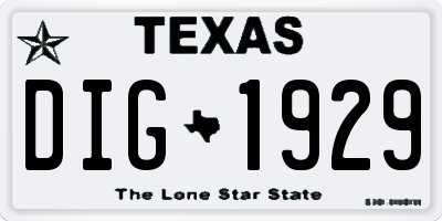 TX license plate DIG1929
