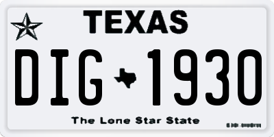 TX license plate DIG1930