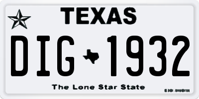 TX license plate DIG1932