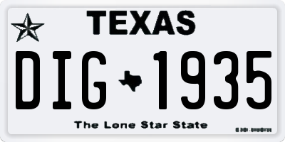 TX license plate DIG1935