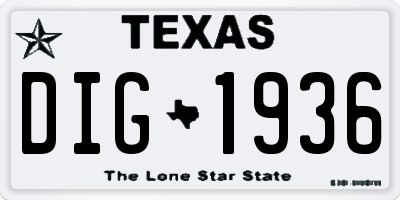 TX license plate DIG1936