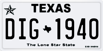 TX license plate DIG1940
