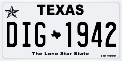 TX license plate DIG1942