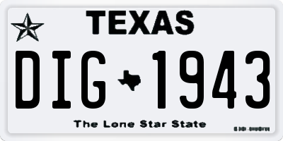 TX license plate DIG1943