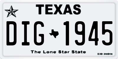 TX license plate DIG1945