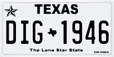 TX license plate DIG1946