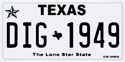 TX license plate DIG1949