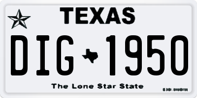 TX license plate DIG1950