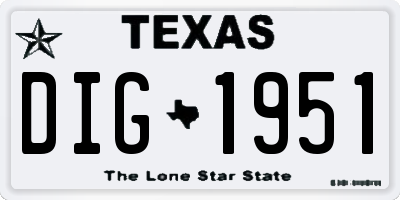TX license plate DIG1951