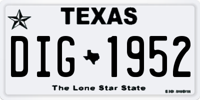 TX license plate DIG1952
