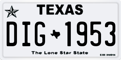 TX license plate DIG1953