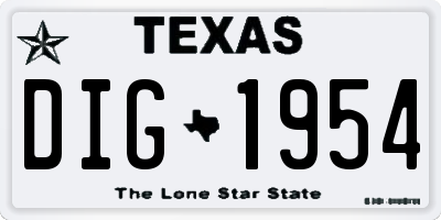 TX license plate DIG1954