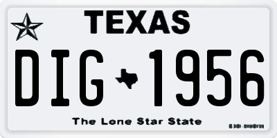 TX license plate DIG1956