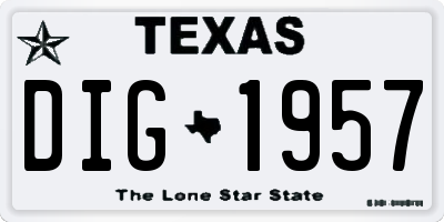 TX license plate DIG1957
