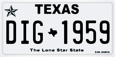 TX license plate DIG1959