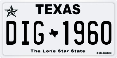 TX license plate DIG1960
